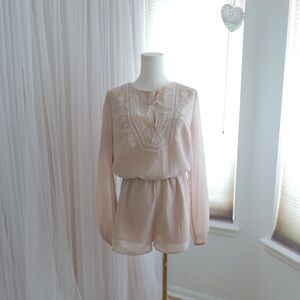 Forever 21 Nude Embroidered Romper